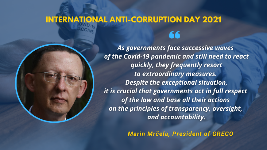 GRECO President: “Covid-19 related corruption risks remain high; governments should respond quickly but lawfully to the pandemic”