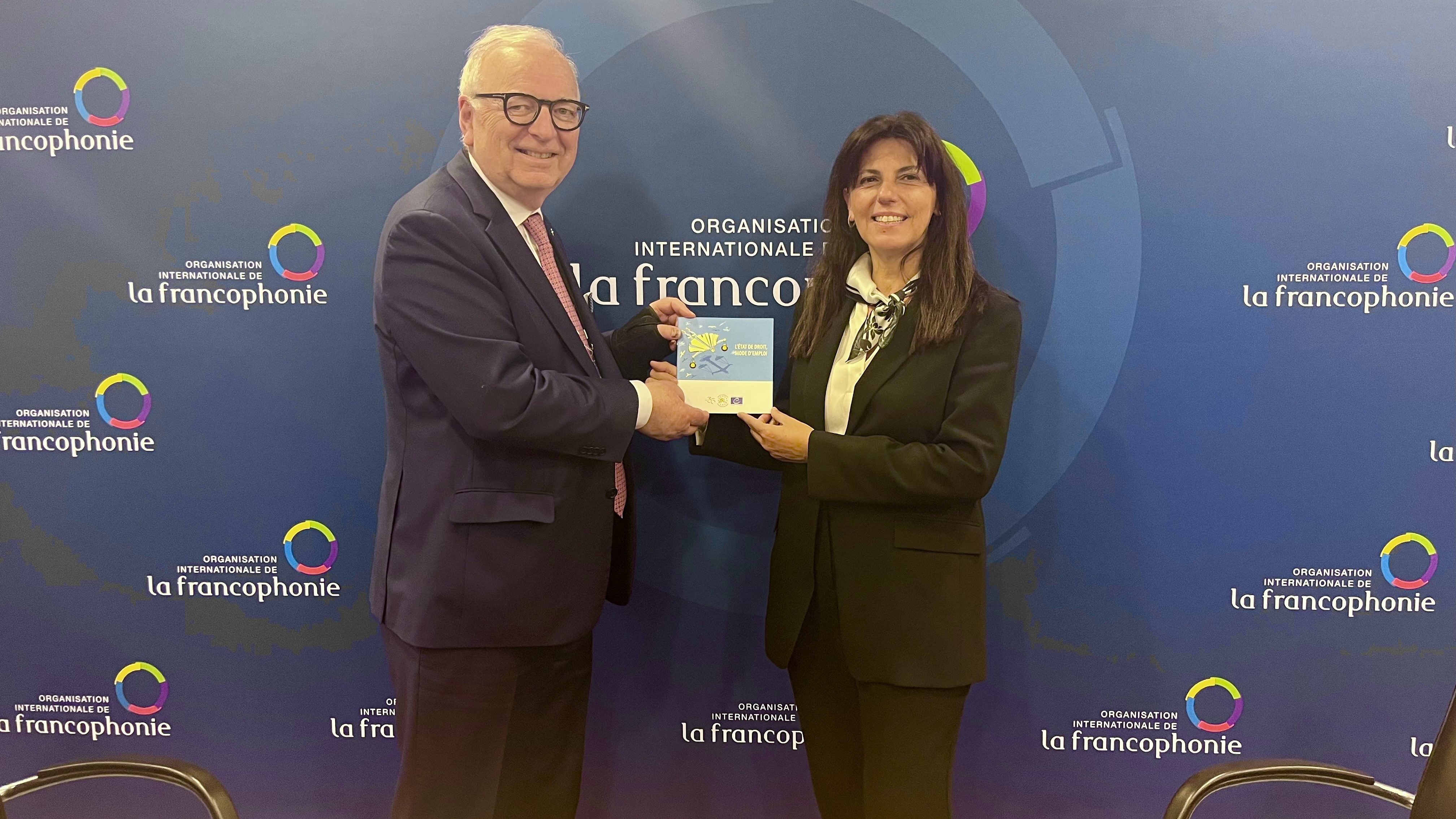 Ms Simona Granata-Menghini, Director, Secretary of the Venice Commission with Mr André Ouimet, Secretary General of the Francophone Network of Judicial Councils