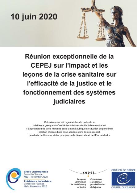 Réunion exceptionnelle de la CEPEJ sur l’impact et les leçons de la crise sanitaire sur  l'efficacité de la justice et le fonctionnement des systèmes judiciaires