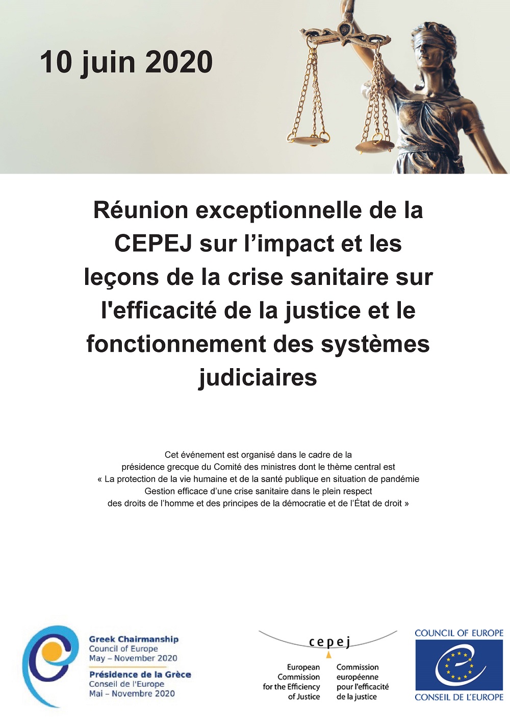 Réunion exceptionnelle de la CEPEJ sur l’impact et les leçons de la crise sanitaire sur l'efficacité de la justice et le fonctionnement des systèmes judiciaires