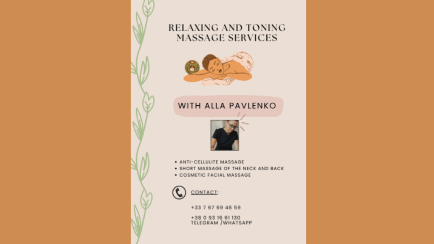 Relaxing and toning massage services with Alla Pavlenko