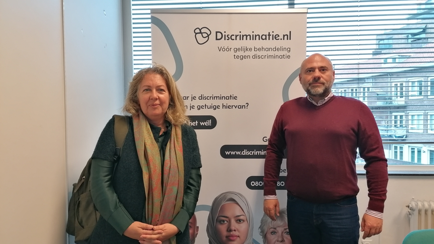 (from left to right) Maria Daniella Marouda and Cristian Jura, ECRI Rapporteurs at a regional anti-discrimination service, in Rotterdam.