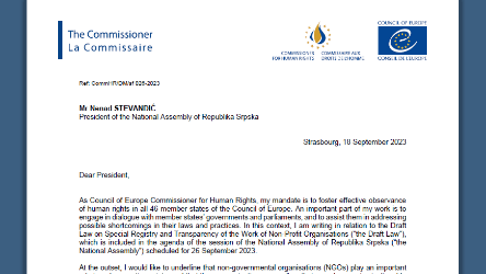 Bosnia and Herzegovina: the authorities of Republika Srpska should refrain from further restricting the rights of NGOs