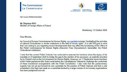 Les autorités polonaises devraient garantir la continuité, l’indépendance et l’efficacité de l’institution du Médiateur