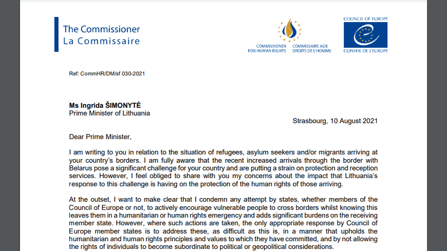 Литва: гарантии в процедурах предоставления убежища и предотвращения выдворений должны стать ключевым элементом ответа на миграционные вызовы