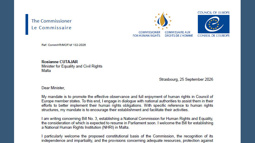 Malta: Proposed Bill to establish a National Human Rights Institution is a step in the right direction