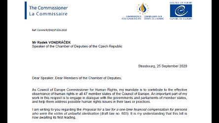 Чешская Республика: Палата депутатов должна воспользоваться возможностью для отправления правосудия в отношении жертв принудительной стерилизации