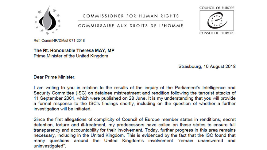 Комиссар настоятельно призывает Великобританию провести независимое, судебное расследование случаев злоупотребления контртерроризмом