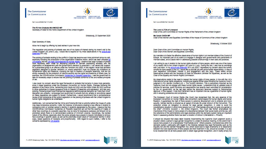 United Kingdom: Commissioner addresses human rights issues in policing of protests and the situation of trans people