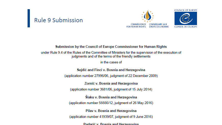It is high time to execute the Sejdić and Finci group of judgments and ensure full elimination of ethnic discrimination from the Constitution and electoral legislation of Bosnia and Herzegovina