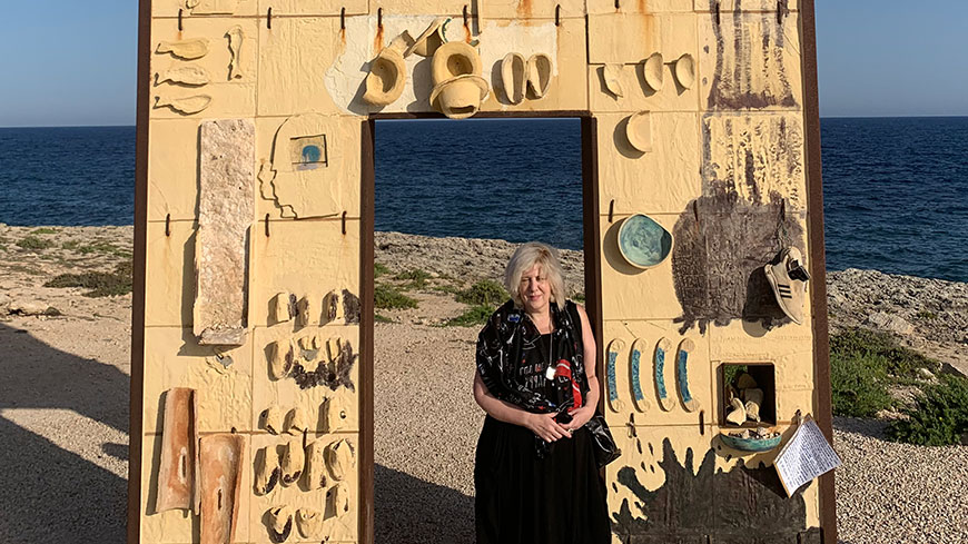 Dunja Mijatović at the “Porta d’Europa” in Lampedusa, a memorial to the migrants who perished while attempting to cross the Mediterranean