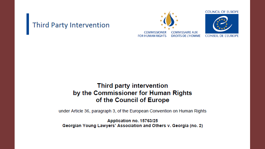Commissioner intervenes in ECtHR case on Georgia’s ‘Foreign Agents Registration Act’