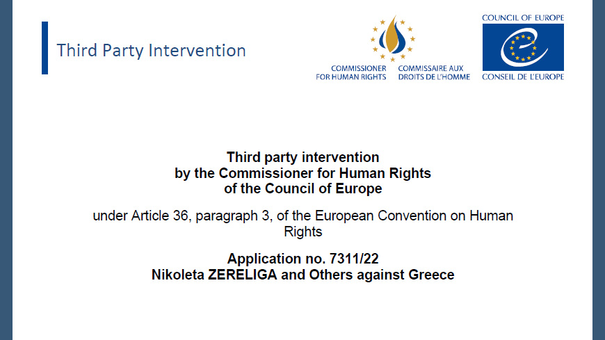 Council of Europe Commissioner intervenes in ECtHR case on the risk of eviction of a Roma settlement in Greece