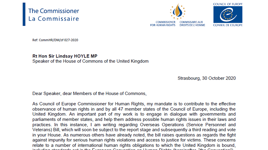 UK lawmakers should reject provisions of the Overseas Operations Bill undermining the fight against impunity for serious human rights violations