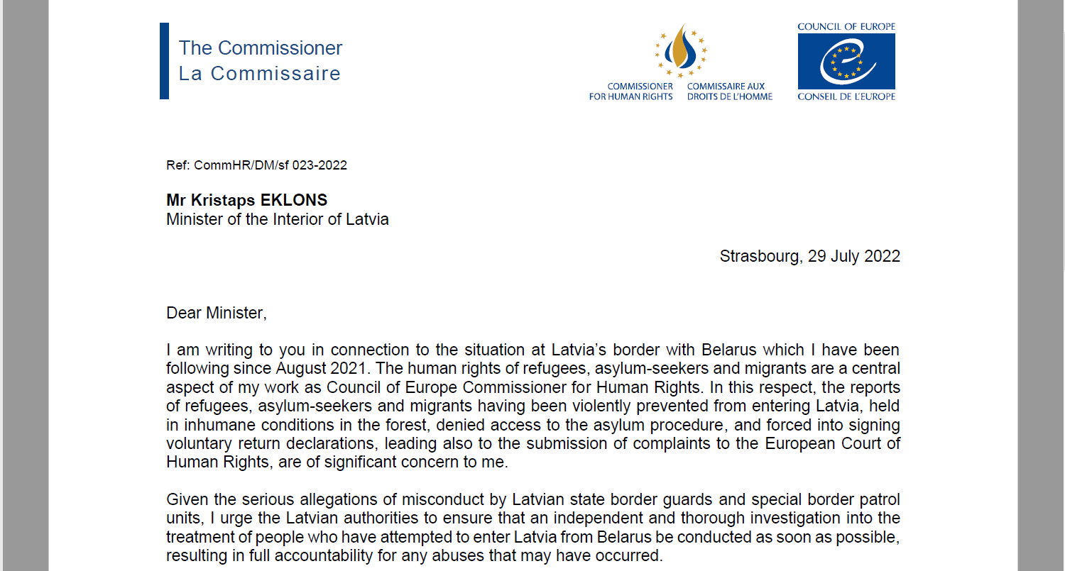 Latvian authorities should investigate human rights abuses at border with Belarus