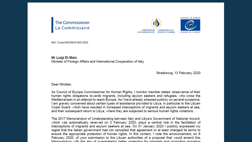 Commissioner urges Italy to suspend co-operation activities with Libyan ...