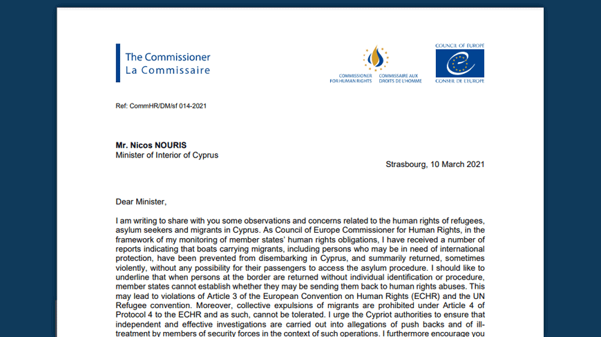 Cypriot authorities should investigate allegations of pushbacks and ill-treatment of migrants, improve reception conditions, and ensure an enabling environment for NGOs