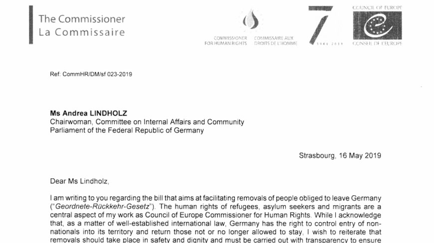 Commissioner urges German Parliament to increase the human rights safeguards of the bill for improving the implementation of expulsion of migrants