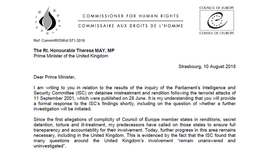 Commissioner urges the UK to initiate an independent, judge-led inquiry into counterterrorism abuses