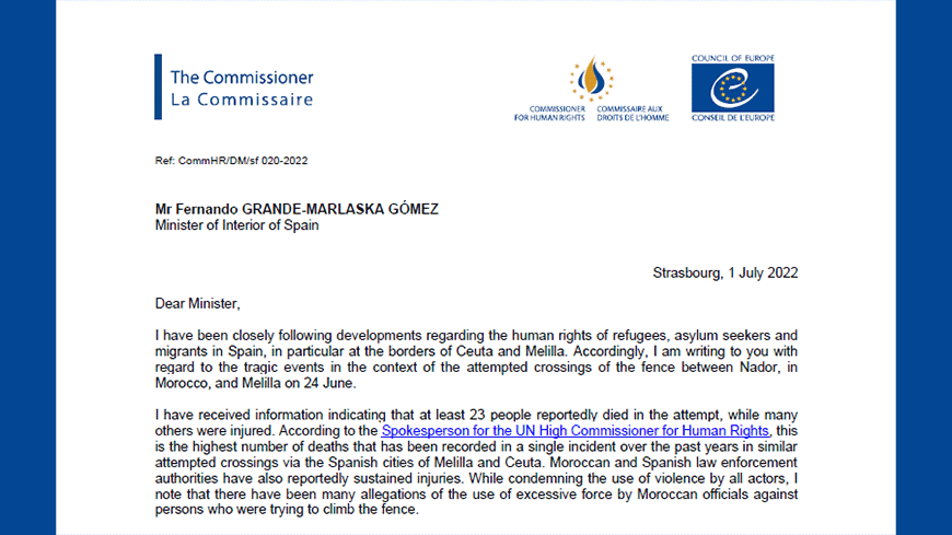 Commissioner calls on Spanish authorities to investigate the circumstances of the deaths and violence at Melilla border