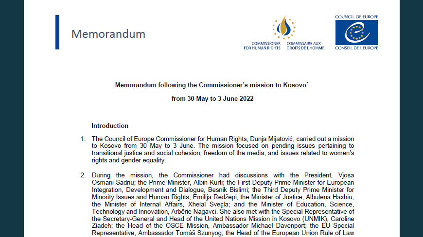 Kosovo*: address shortcomings in the field of transitional justice and social cohesion, freedom of the media, and women’s rights and gender equality