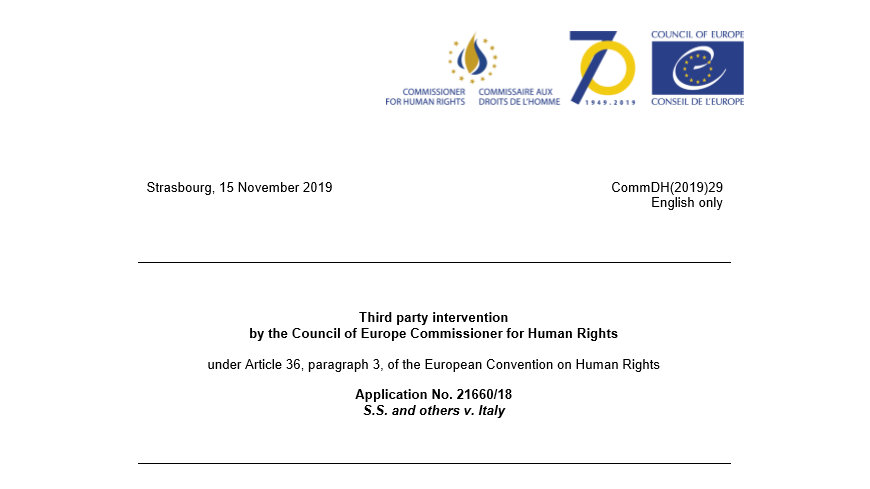 Commissioner publishes observations on alleged human rights violations of migrants returned from Italy to Libya