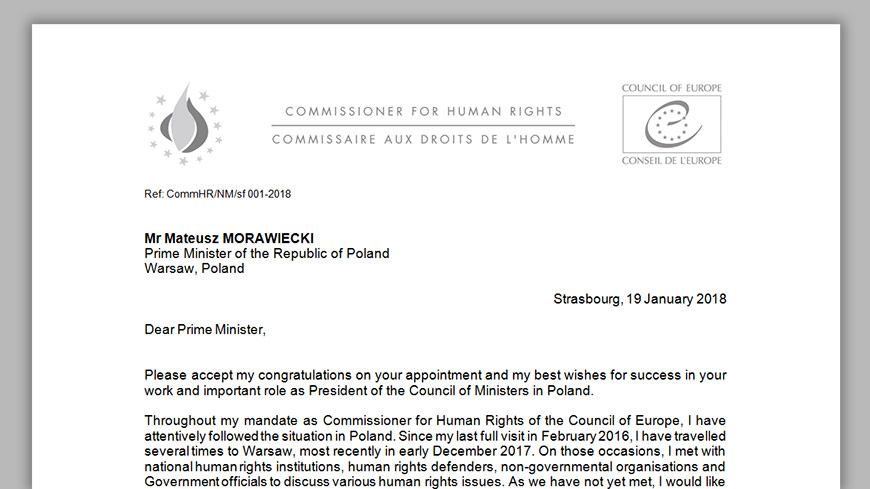 Commissioner concerned about human rights backsliding in Poland