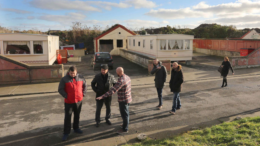 The Commissioner speaks with residents of a Traveller halting site in Dublin