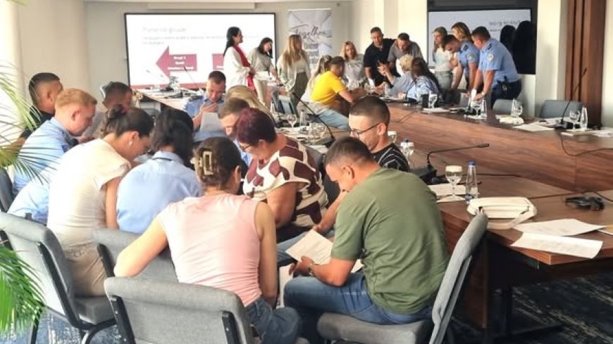 photo of police officers in hate speech workshop