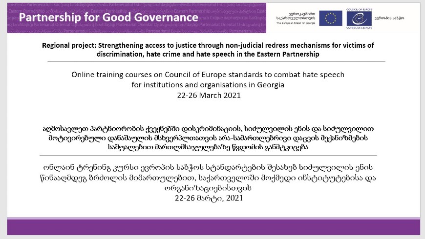 Training in Georgia on Council of Europe standards to combat hate speech