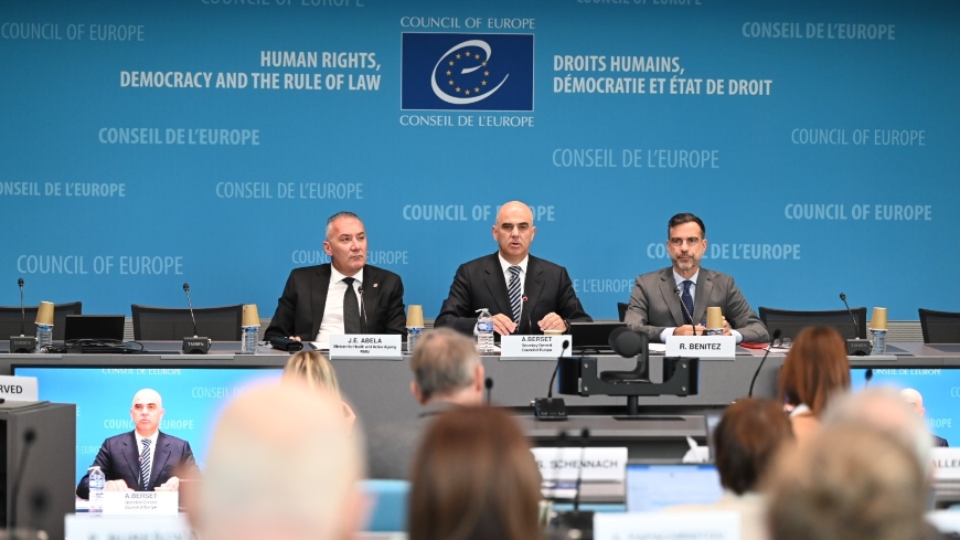 The Secretary General alongside Minister Abela of Malta and Director Benitez of the Council of Europe