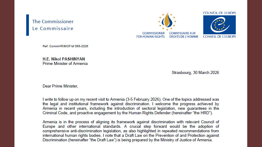 Armenia should adopt a robust anti-discrimination framework