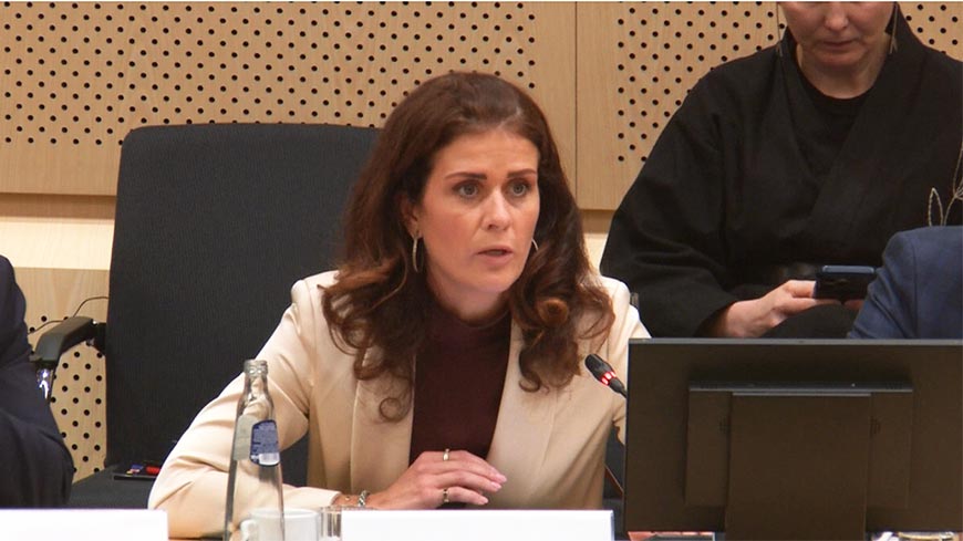 Thórdís Gylfadóttir, who has been Special Envoy since 2025, speaking in Brussels