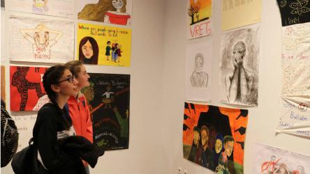 Students’ artwork of 21 pilot schools displayed at the exposition “A voice against bullying” in Albania