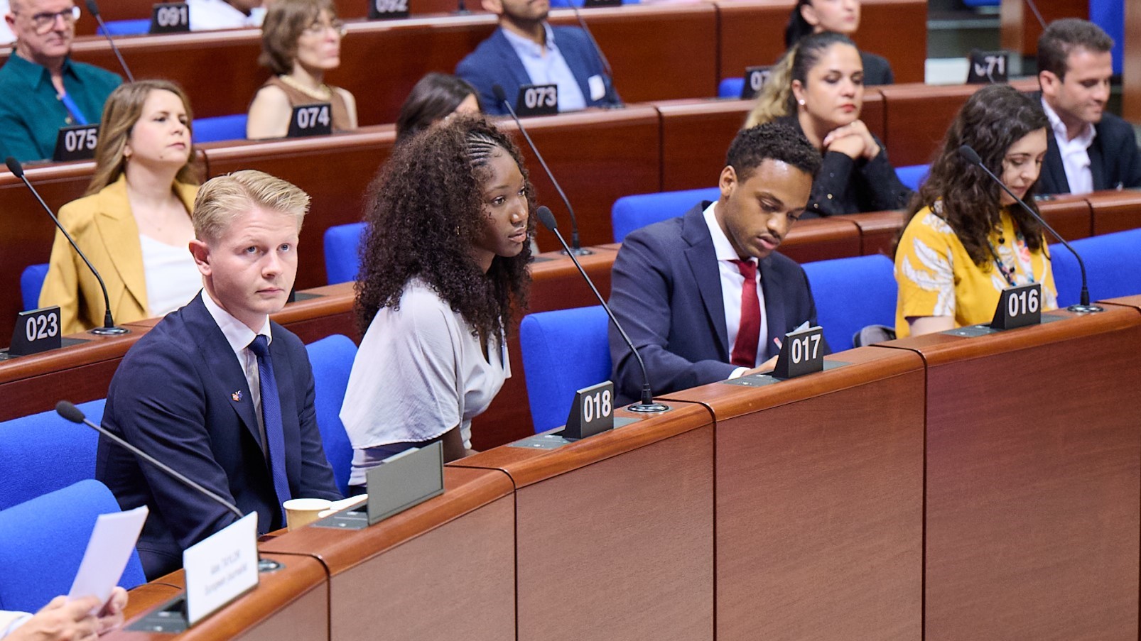 Secretary General Berset speaking to young people during No Hate Speech week in Strasbourg