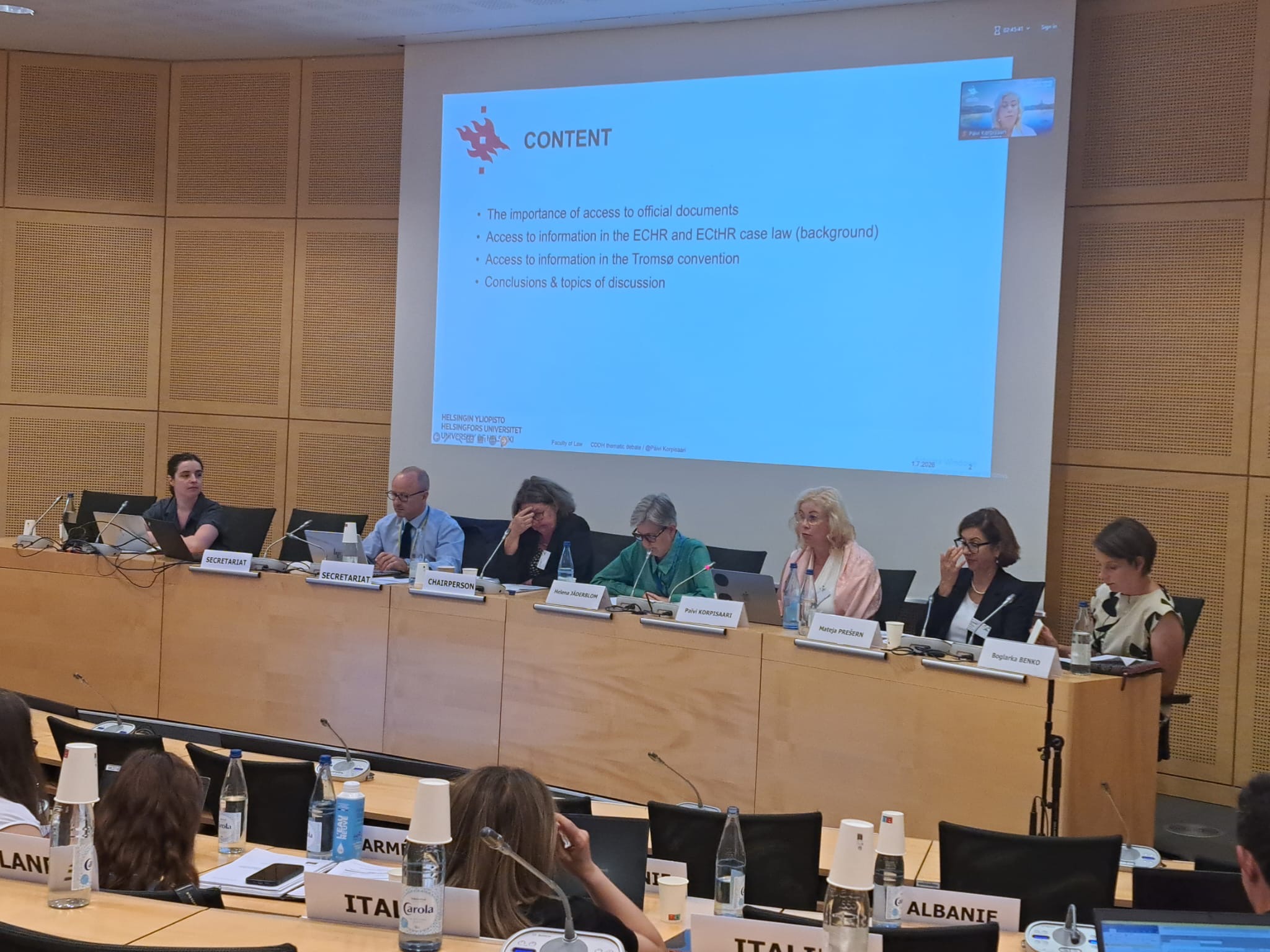 Le Comité pour les droits humains a abordé la Convention de Tromsø lors de sa104e réunion
