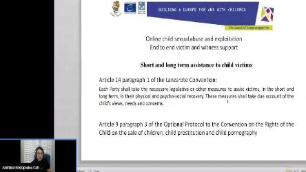Webinaire sur les Abus et l’Exploitation Sexuelle des Enfants en Ligne pour la police nationale, les juges et les procureurs en Ukraine, 5 octobre 2020