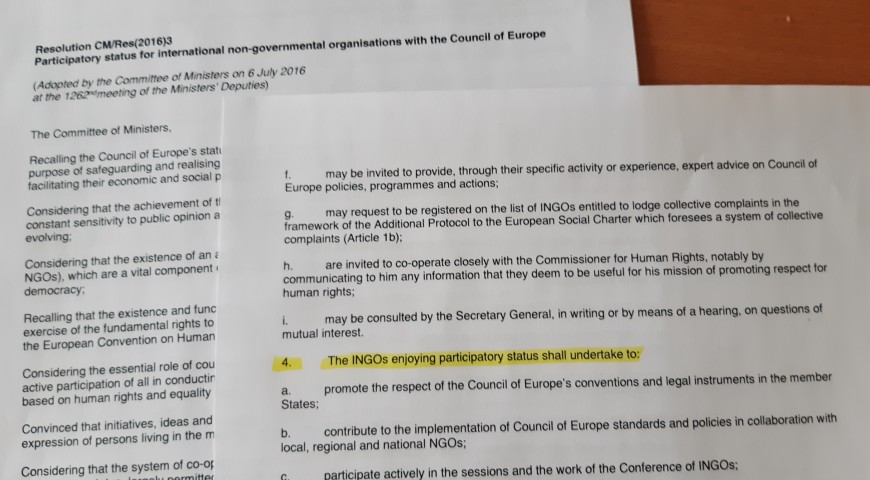 Participatory status for INGOs: conditions and clarification