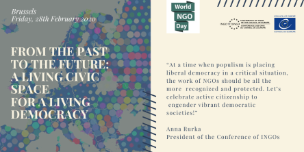 Journée mondiale des ONG – Séminaire : «Du passé au futur : un espace civique vivant pour une démocratie vivante»