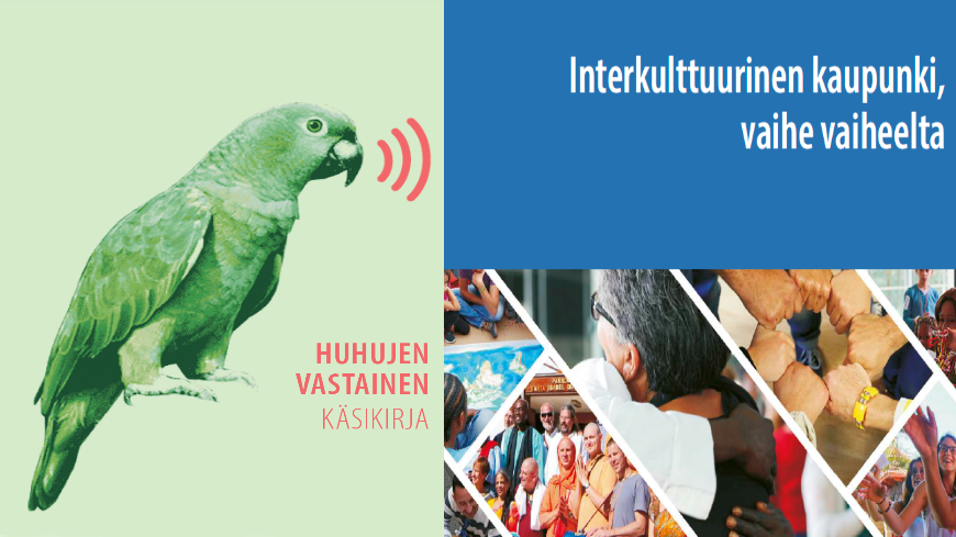 Covers from the Finnish versions of the Anti-rumours Handbook and the ICC Step by step guide