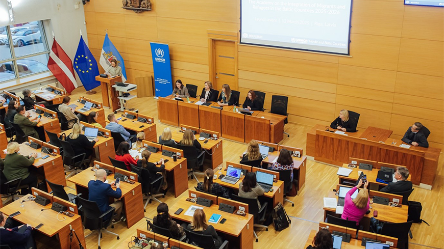 Photo of the room where the launch event took place, with participants gathered