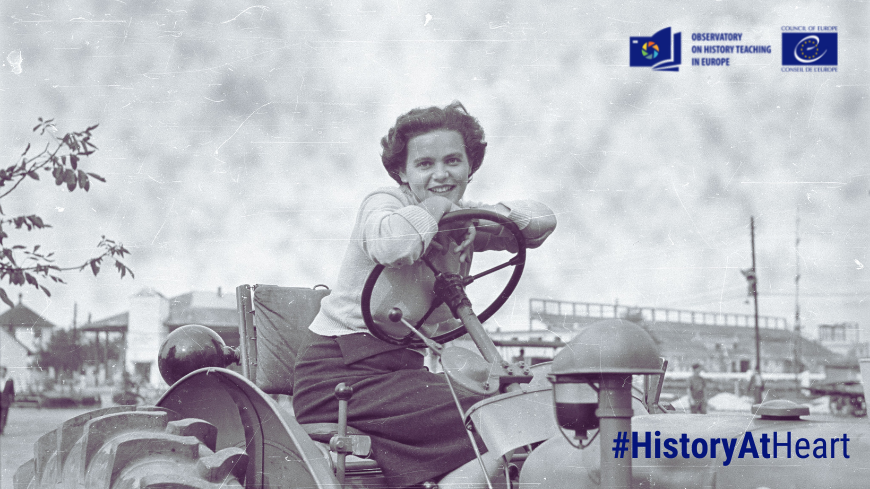 A girl on a tractor at the National Agricultural Exhibition and Fair (Hungary, 1956) Attribution-ShareAlike 4.0 International (CC BY-SA 4.0)