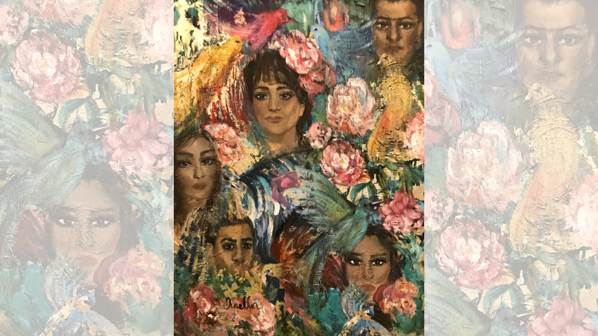 Family/Garden of Dreams (2018), painting by Ornella Rudeviča (1998-), painter, musician, Roma activist from Latvia. Courtesy of the Roma Cultural Center, Latvia