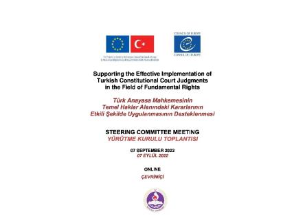 ‘Supporting the Effective Implementation of Turkish Constitutional Court Judgments in the Field of Fundamental Rights’ held its 3rd Steering Committee Meeting