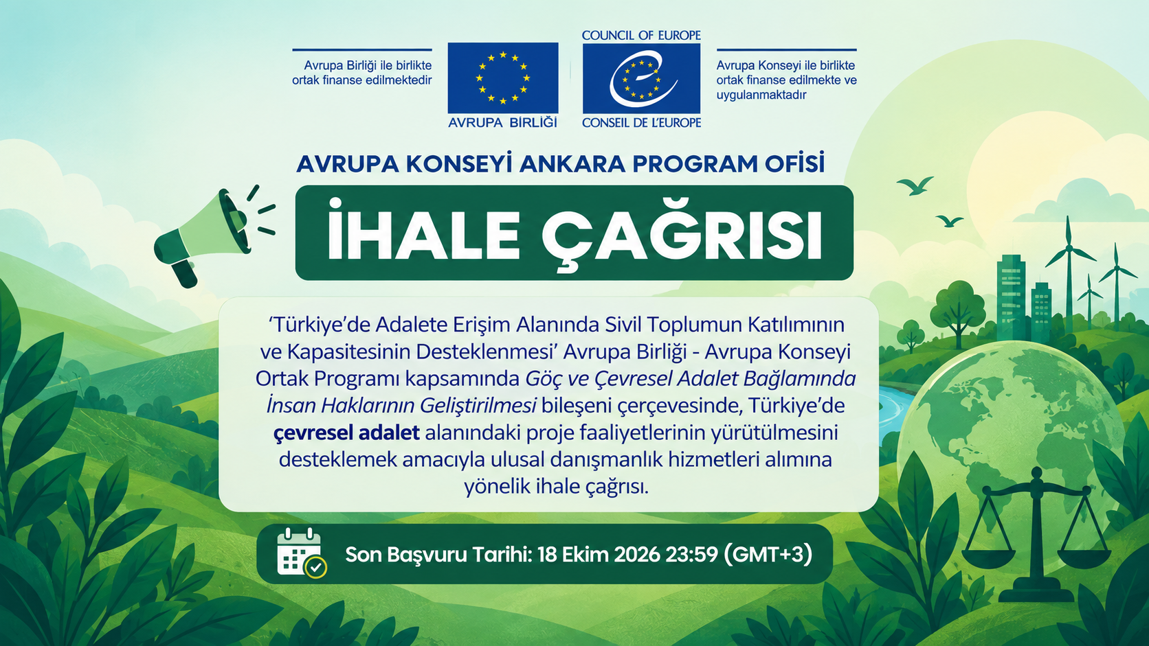 İhale Çağrısı - Çevresel Adalet Alanında Ulusal Danışmanlık Hizmetleri Alımı