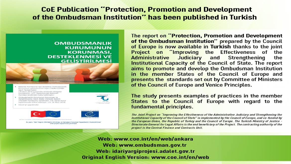 The report on “Protection, Promotion and Development of the Ombudsman Institution” has been published in Turkish