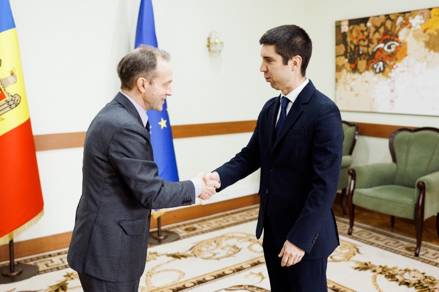 Falk Lange, Head of the Council of Europe Office in Chisinau, in dialogue with Mihai Popșoi, Minister of Foreign Affairs of the Republic of Moldova