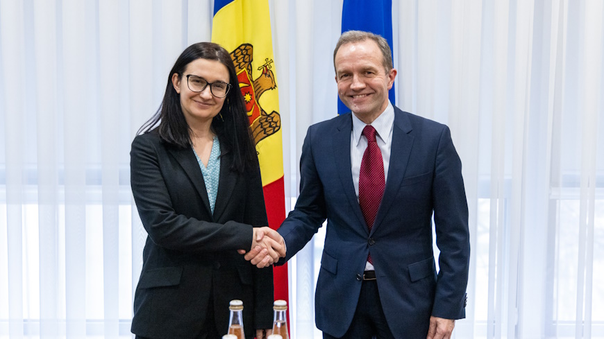 Falk Lange, șeful Oficiului Consiliului Europei la Chișinău, în discuții cu Cristina Gherasimov, viceprim-ministra pentru integrarea europeană a Republicii Moldova