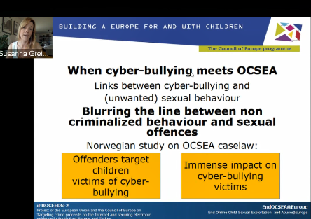 Webinaire du Conseil de l'Europe: Quand le harcèlement en ligne devient un crime contre nos enfants