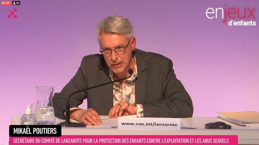 Mikaël Poutiers, Secretary of the Lanzarote Committee presenting at the European Forum of Bioethics